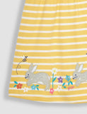 Little Rabbit Appliqué Striped Dress