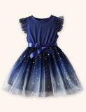 Star Flying Sleeve Tulle Dress