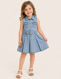 Solid Color Denim Belt Dress