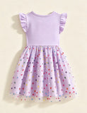 Unicorn Print Short-sleeved Tulle Princess Dress