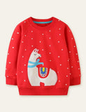 Alpaca Appliqué Polka Dot Sweatshirt - Mini Taylor