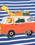 Animal Bus Appliqué Striped Long Sleeve T-shirt - Mini Taylor