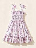 Cute Floral Bow Suspender Dress