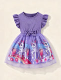 Rainbow Unicorn Print Tulle Dress