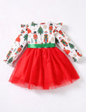 Christmas Print Tulle Bow Dress