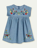 Embroidered Denim Princess Dress