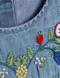 Embroidered Denim Princess Dress - Mini Taylor