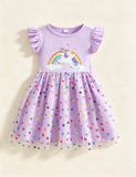 Unicorn Print Short-sleeved Tulle Princess Dress