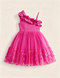 Slash Shoulder Suspender 3D Butterfly Dress