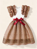 Hollow Sleeve Cut-out Patchwork Dress