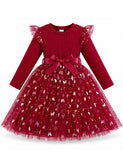 Colorful Butterfly Tulle Printed Long Sleeve Dress