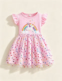 Unicorn Print Short-sleeved Tulle Princess Dress