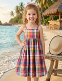 Colorful Plaid Suspender Princess Dress