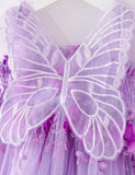 3D Butterfly Wings with Embroidered Floral Tulle Dress