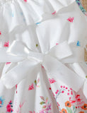 Color Slanted Shoulder Suspender Full Flower Dress