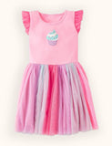 Ice Cream Applique Rainbow Tulle Dress