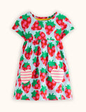 Strawberry Print Cotton Jersey Tunic Dress
