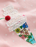 Cute Ice Cream Applique Cotton Dress