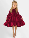Ruffled Long Sleeve Velvet Dress - Mini Taylor