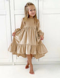 Ruffled Long Sleeve Velvet Dress - Mini Taylor