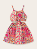 Ethnic Print Suspender Dress