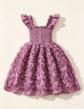 Flying Sleeve Three-dimensional Rose Wrap Dress