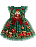 Nutcracker Embroidered Christmas Tulle Party Dress