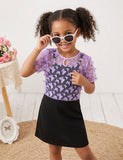 T-shirt + Butterfly Print Suspender Dress Two-piece Set