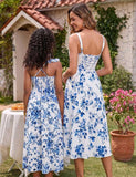 Mom and Me Vacation Casual Floral Long Dress