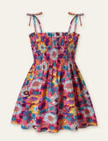 Toddler Girl Floral Fruit Full Printed High Waist Spaghetti Strap Dress - Mini Taylor