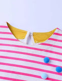 Turtle Appliqué Short-Sleeved Striped Dress - Mini Taylor