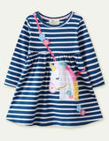 Unicorn Embroidered Long Sleeve Dress - Mini Taylor