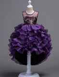 Flower Embroidery Multi-layer Tulle Trailing Princess Dress