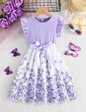 Butterfly Print Fly-sleeved Dress