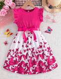 Butterfly Print Fly-sleeved Dress