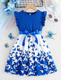 Butterfly Print Fly-sleeved Dress