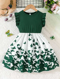Butterfly Print Fly-sleeved Dress