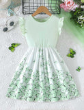 Butterfly Print Fly-sleeved Dress