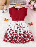 Butterfly Print Fly-sleeved Dress