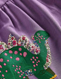 Aster Purple Dinosaurs Applique Dress