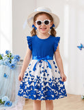 Butterfly Print Fly-sleeved Dress